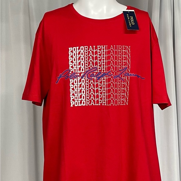 Polo Ralph Lauren Red Spellout Shortsleeved Graphic T-shirt New Large NWT - Picture 1 of 5
